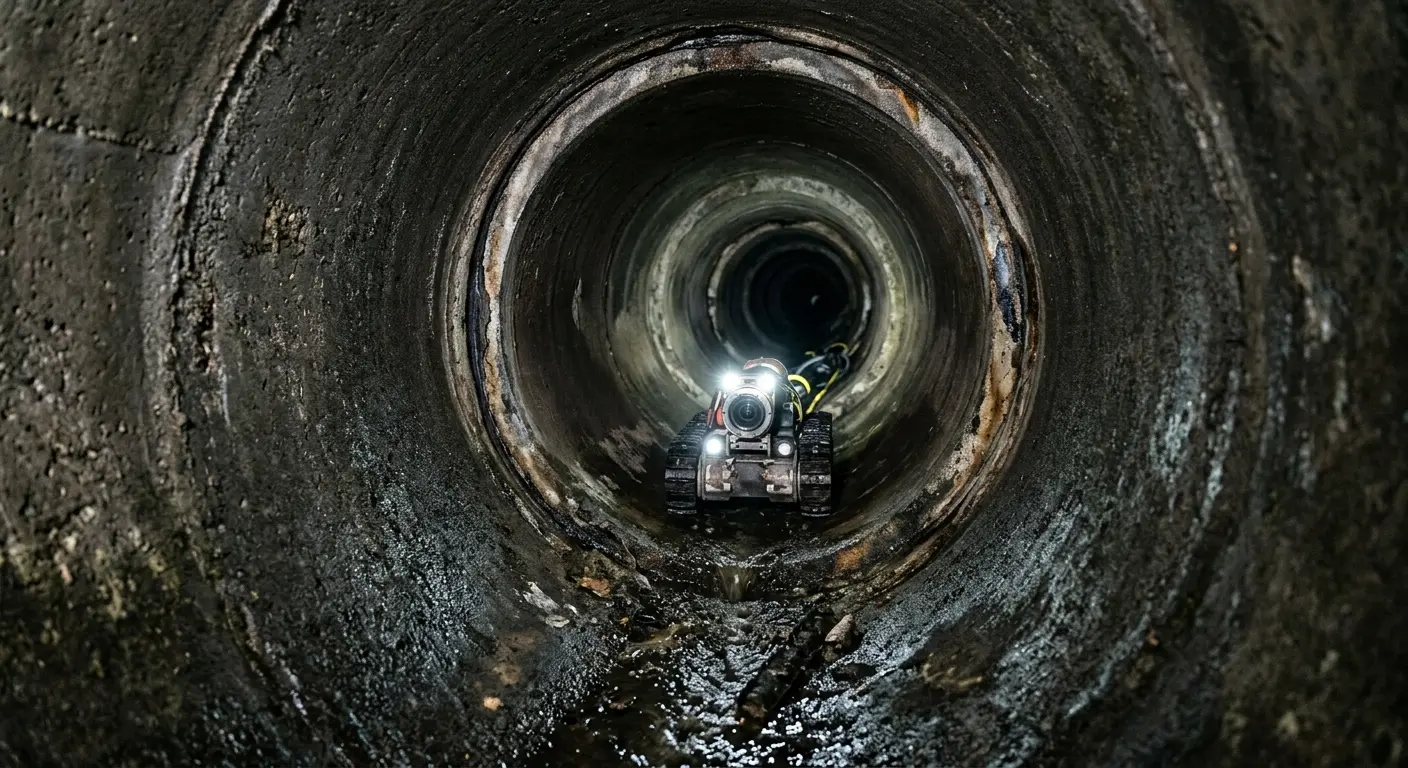 Robotic sewer camera inspecting pipe interior for Drain Snake Service in Cheyenne